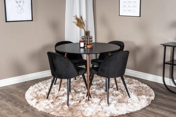 Plaza Matbord Runt med 4 Velvet Köksstol Sammet - Möbler - Bord & matgrupp - Matgrupp