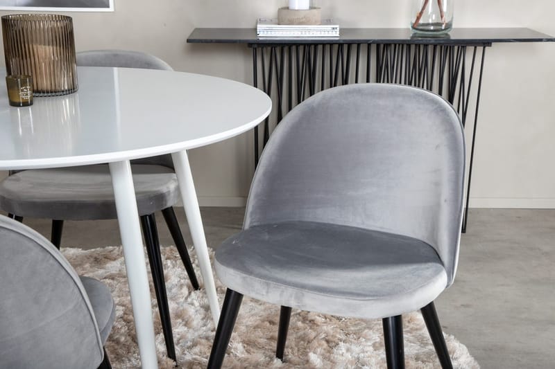 Plaza Matbord Runt med 4 Velvet Köksstol Sammet - Möbler - Bord & matgrupp - Matgrupp