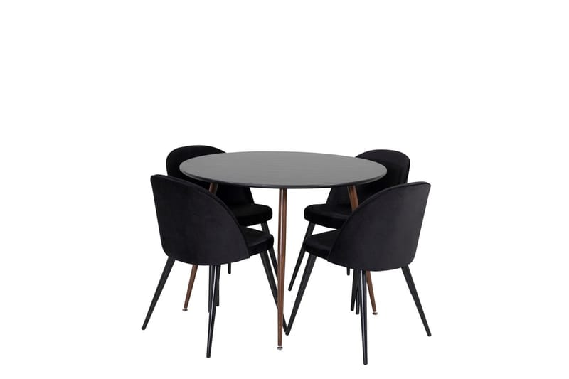 Plaza Matbord Runt med 4 Velvet Köksstol Sammet - Möbler - Bord & matgrupp - Matgrupp