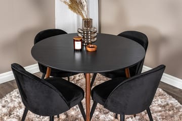 Plaza Matbord Runt med 4 Velvet Köksstol Sammet - Möbler - Bord & matgrupp - Matgrupp