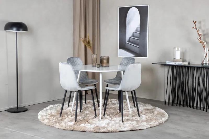 Plaza Matbord Runt med 4 Polar Matstol