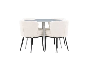 Plaza Matgrupp 100 cm Rund med 4 Agnes stolar - Grå/Vit - Möbler - Bord & matgrupp - Matgrupp