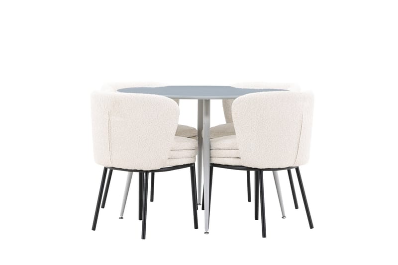 Plaza Matgrupp 100 cm Rund med 4 Agnes stolar - Grå/Vit - Möbler - Bord & matgrupp - Matgrupp