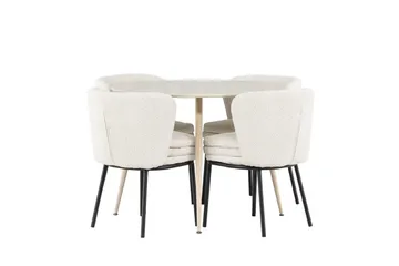 Plaza Matgrupp 100 cm Rund med 4 Agnes stolar - Whitewash/Vit - Möbler - Bord & matgrupp - Matgrupp