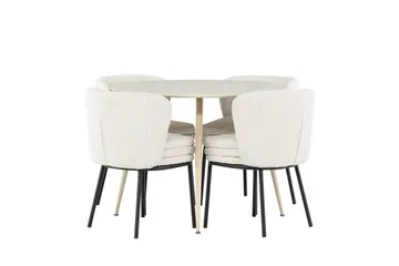 Plaza Matgrupp 100 cm Rund med 4 Agnes stolar - Whitewash/Vit - Möbler - Bord & matgrupp - Matgrupp