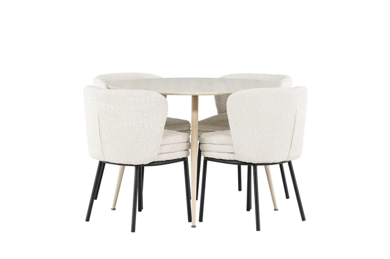 Plaza Matgrupp 100 cm Rund med 4 Agnes stolar - Whitewash/Vit - Möbler - Bord & matgrupp - Matgrupp