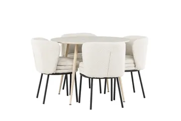 Plaza Matgrupp 100 cm Rund med 4 Agnes stolar - Whitewash/Vit - Möbler - Bord & matgrupp - Matgrupp