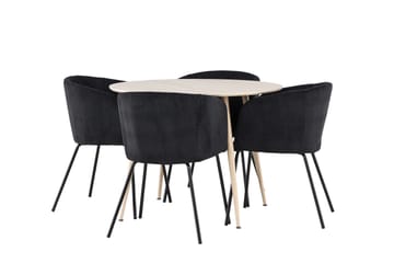 Plaza Matgrupp 100 cm Rund med 4 Berit stolar - Whitewash/Svart - Möbler - Bord & matgrupp - Matgrupp