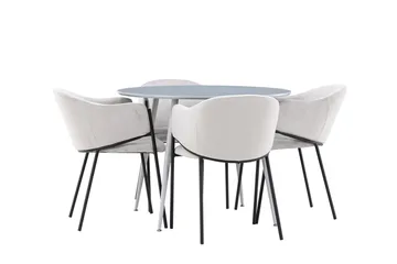 Plaza Matgrupp 100 cm Rund med 4 Evelina stolar - Grå/Grå - Möbler - Bord & matgrupp - Matgrupp