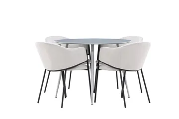 Plaza Matgrupp 100 cm Rund med 4 Evelina stolar - Grå/Grå - Möbler - Bord & matgrupp - Matgrupp