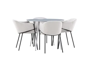 Plaza Matgrupp 100 cm Rund med 4 Evelina stolar - Grå/Grå - Möbler - Bord & matgrupp - Matgrupp
