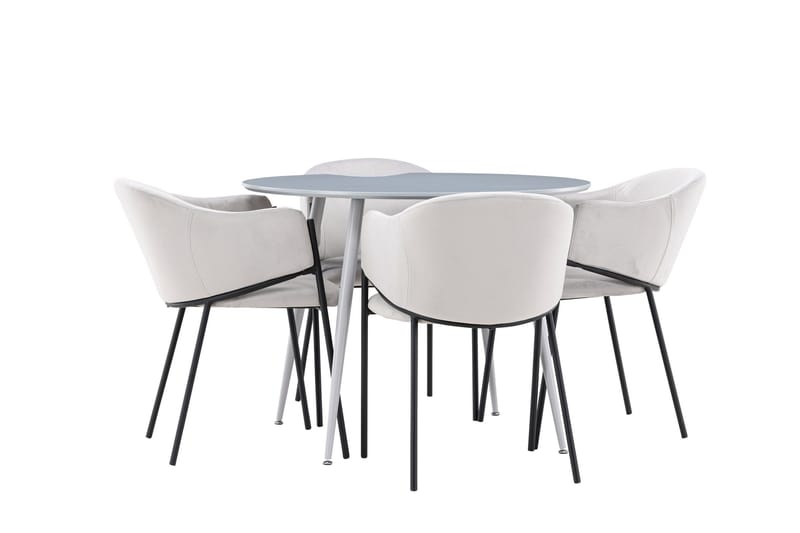 Plaza Matgrupp 100 cm Rund med 4 Evelina stolar - Grå/Grå - Möbler - Bord & matgrupp - Matgrupp