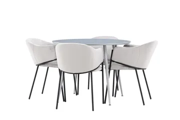 Plaza Matgrupp 100 cm Rund med 4 Evelina stolar - Grå/Grå - Möbler - Bord & matgrupp - Matgrupp