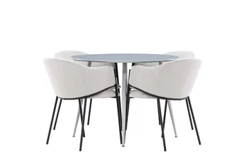 Plaza Matgrupp 100 cm Rund med 4 Evelina stolar - Grå/Grå - Möbler - Bord & matgrupp - Matgrupp