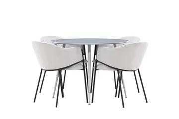 Plaza Matgrupp 100 cm Rund med 4 Evelina stolar - Grå/Grå - Möbler - Bord & matgrupp - Matgrupp