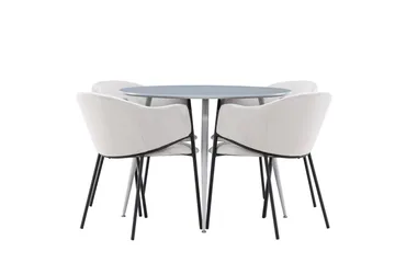 Plaza Matgrupp 100 cm Rund med 4 Evelina stolar - Grå/Grå - Möbler - Bord & matgrupp - Matgrupp