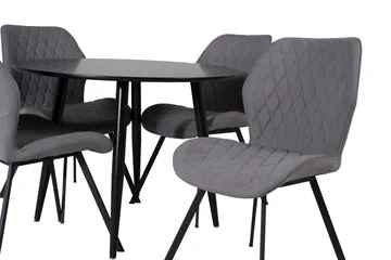 Plaza Matgrupp 100 cm Rund med 4 Gemma stolar - Svart - Möbler - Bord & matgrupp - Matgrupp