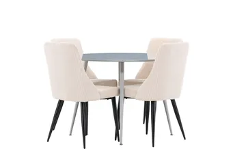 Plaza Matgrupp 100 cm Rund med 4 Leone stolar - Grå/Beige - Möbler - Bord & matgrupp - Matgrupp