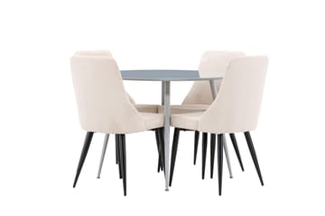 Plaza Matgrupp 100 cm Rund med 4 Leone stolar - Grå/Beige - Möbler - Bord & matgrupp - Matgrupp