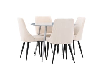 Plaza Matgrupp 100 cm Rund med 4 Leone stolar - Grå/Beige - Möbler - Bord & matgrupp - Matgrupp