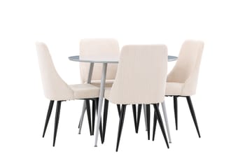 Plaza Matgrupp 100 cm Rund med 4 Leone stolar - Grå/Beige - Möbler - Bord & matgrupp - Matgrupp