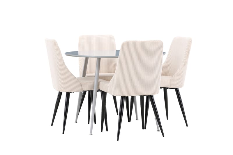 Plaza Matgrupp 100 cm Rund med 4 Leone stolar - Grå/Beige - Möbler - Bord & matgrupp - Matgrupp