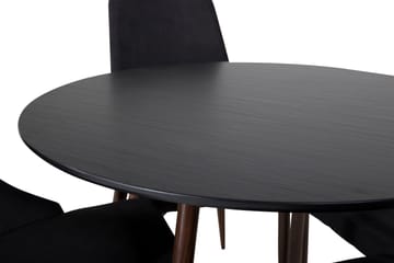 Plaza Matgrupp 100 cm Rund med 4 Leone stolar - Svart - Möbler - Bord & matgrupp - Matgrupp