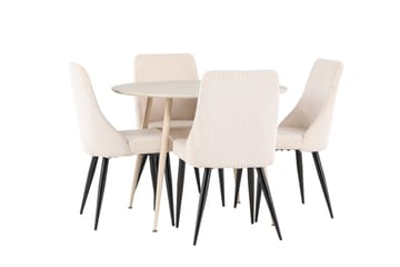 Plaza Matgrupp 100 cm Rund med 4 Leone stolar - Whitewash/Beige - Möbler - Bord & matgrupp - Matgrupp
