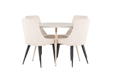 Plaza Matgrupp 100 cm Rund med 4 Leone stolar - Whitewash/Beige - Möbler - Bord & matgrupp - Matgrupp