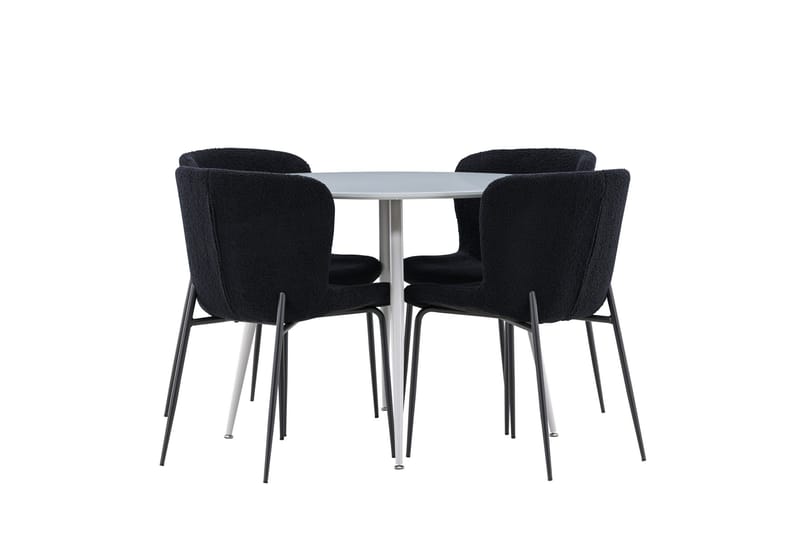 Plaza Matgrupp 100 cm Rund med 4 Modesto stolar - Grå/Svart - Möbler - Bord & matgrupp - Matgrupp