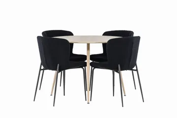 Plaza Matgrupp 100 cm Rund med 4 Modesto stolar - Whitewash/Svart - Möbler - Bord & matgrupp - Matgrupp