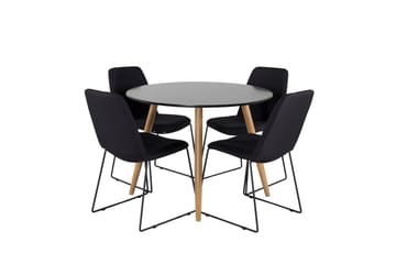 Plaza Matgrupp 100 cm Rund med 4 Muce stolar - Svart - Möbler - Bord & matgrupp - Matgrupp