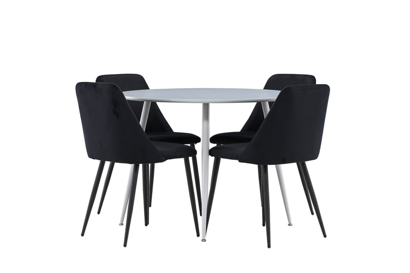 Plaza Matgrupp 100 cm Rund med 4 Night stolar, Grå/Svart