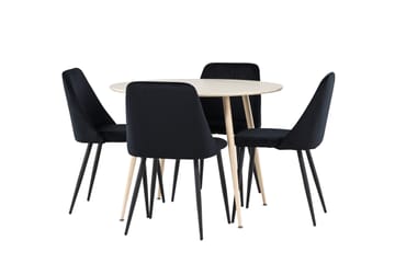 Plaza Matgrupp 100 cm Rund med 4 Night stolar - Whitewash/Svart - Möbler - Bord & matgrupp - Matgrupp