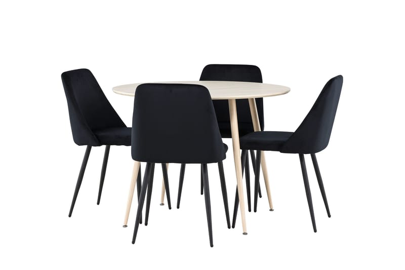 Plaza Matgrupp 100 cm Rund med 4 Night stolar, Whitewash/Svart