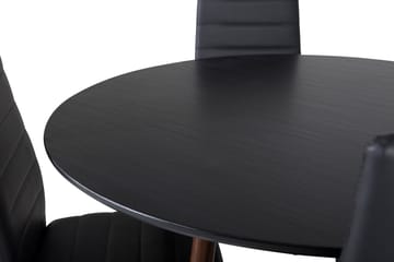 Plaza Matgrupp 100 cm Rund med 4 Slim stolar - Svart - Möbler - Bord & matgrupp - Matgrupp