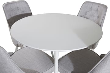 Plaza Matgrupp 100 cm Rund med 4 Velvet Deluxe stolar - Grå - Möbler - Bord & matgrupp - Matgrupp