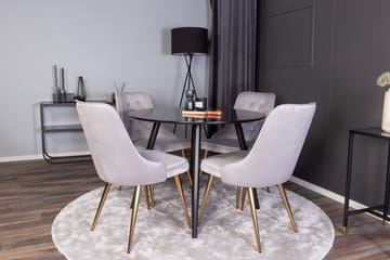 Plaza Matgrupp 100 cm Rund med 4 Velvet Deluxe stolar - Guld - Möbler - Bord & matgrupp - Matgrupp