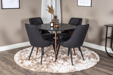 Plaza Matgrupp 100 cm Rund med 4 Velvet Deluxe stolar - Svart - Möbler - Bord & matgrupp - Matgrupp