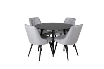 Plaza Matgrupp 100 cm Rund med 4 Velvet Deluxe stolar