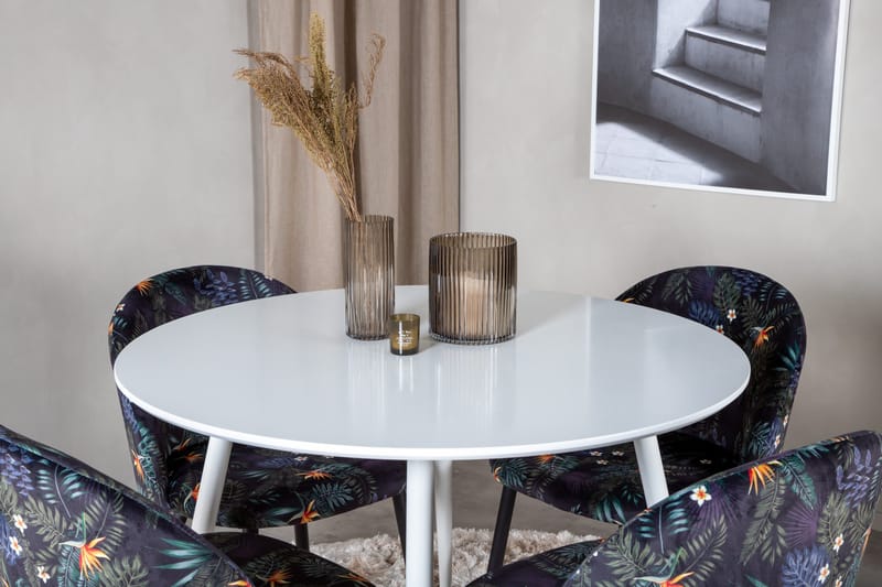 Plaza Matgrupp 100 cm Rund med 4 Velvet stolar - Svart - Möbler - Bord & matgrupp - Matgrupp