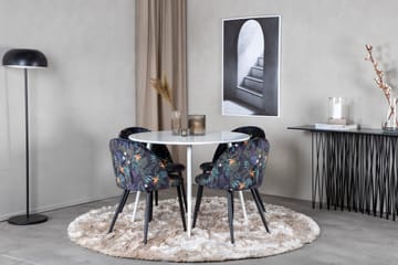 Plaza Matgrupp 100 cm Rund med 4 Velvet stolar - Svart - Möbler - Bord & matgrupp - Matgrupp