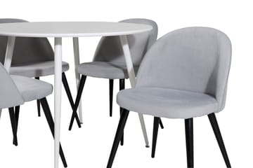Plaza Matgrupp 100 cm Rund med 4 Velvet stolar - Svart - Möbler - Bord & matgrupp - Matgrupp