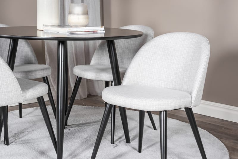 Plaza Matgrupp 100 cm Rund med 4 Velvet Stolar - Svart - Möbler - Bord & matgrupp - Matgrupp