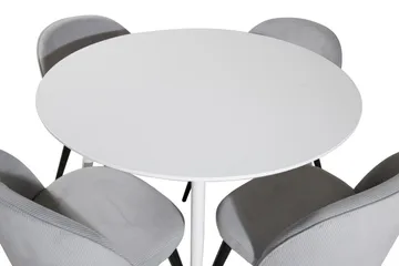 Plaza Matgrupp 100 cm Rund med 4 Velvet stolar - Svart - Möbler - Bord & matgrupp - Matgrupp