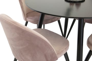 Plaza Matgrupp 100 cm Rund med 4 Velvet stolar - Svart - Möbler - Bord & matgrupp - Matgrupp