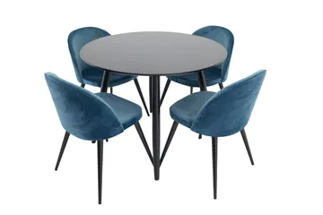Plaza Matgrupp 100 cm Rund med 4 Velvet stolar - Möbler - Bord & matgrupp - Matgrupp