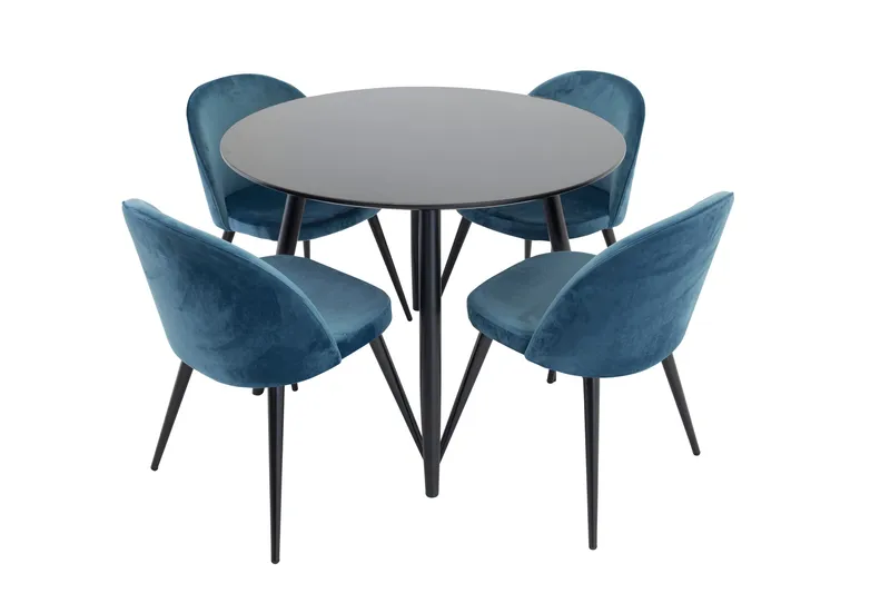 Plaza Matgrupp 100 cm Rund med 4 Velvet stolar - Möbler - Bord & matgrupp - Matgrupp