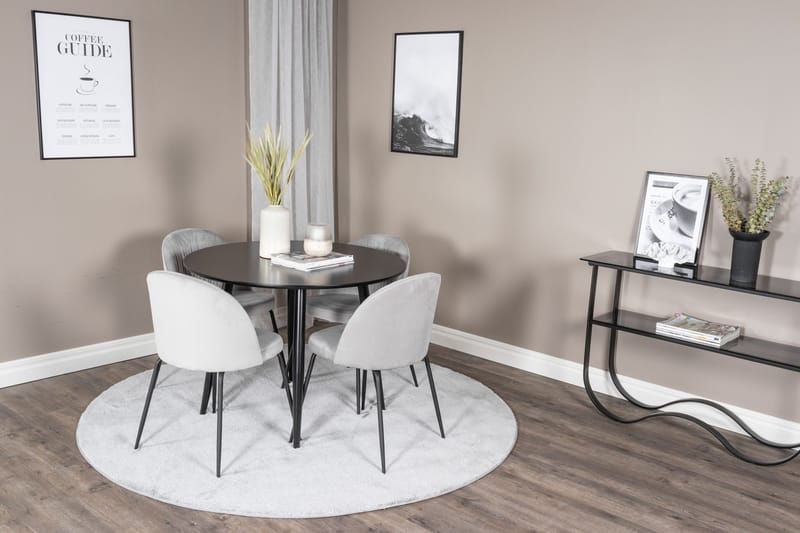 Plaza Matgrupp 100 cm Rund med 4 Wrinkles stolar - Svart - Möbler - Bord & matgrupp - Matgrupp