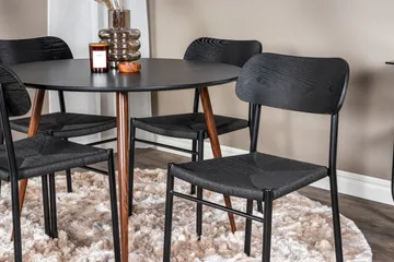 Plaza Matgrupp 100 cm Rund med 4 Polly stolar - Svart - Möbler - Bord & matgrupp - Matgrupp